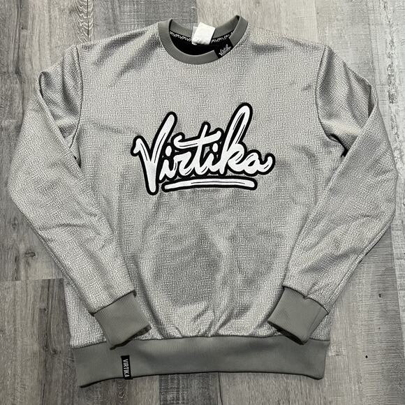 Virtika Silver Embroidered Script Logo Fleece Lined Ski Snowboard Sweatshirt S - Picture 1 of 5